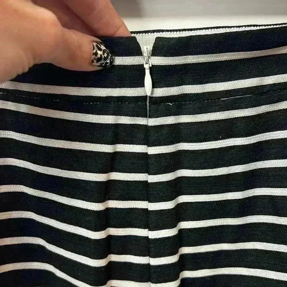J. Crew Linen Blend Pencil Skirt Size 4 Black & White - Picture 4 of 6